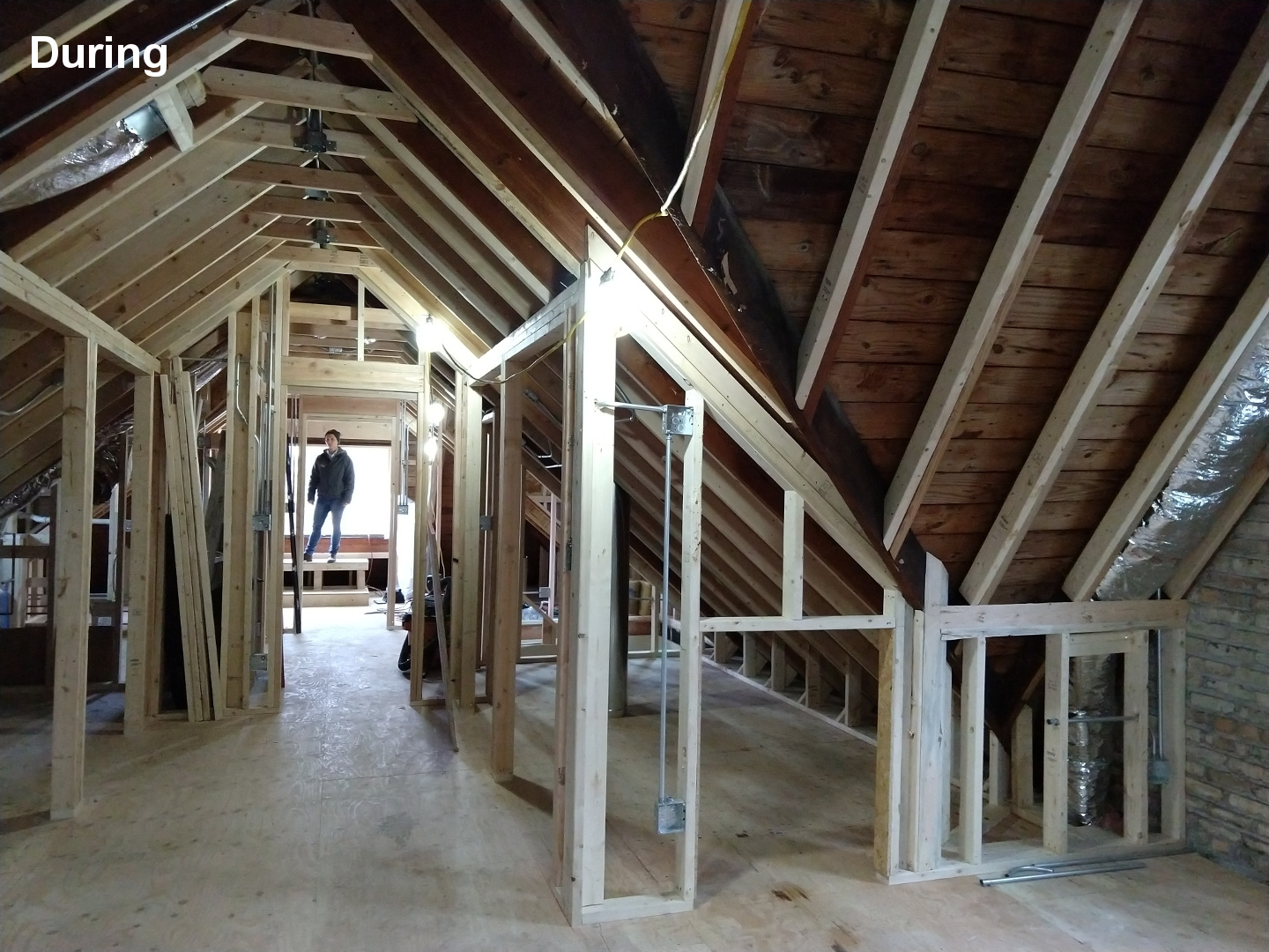 Chicago Attic Conversion Vaulted Roof During Construction